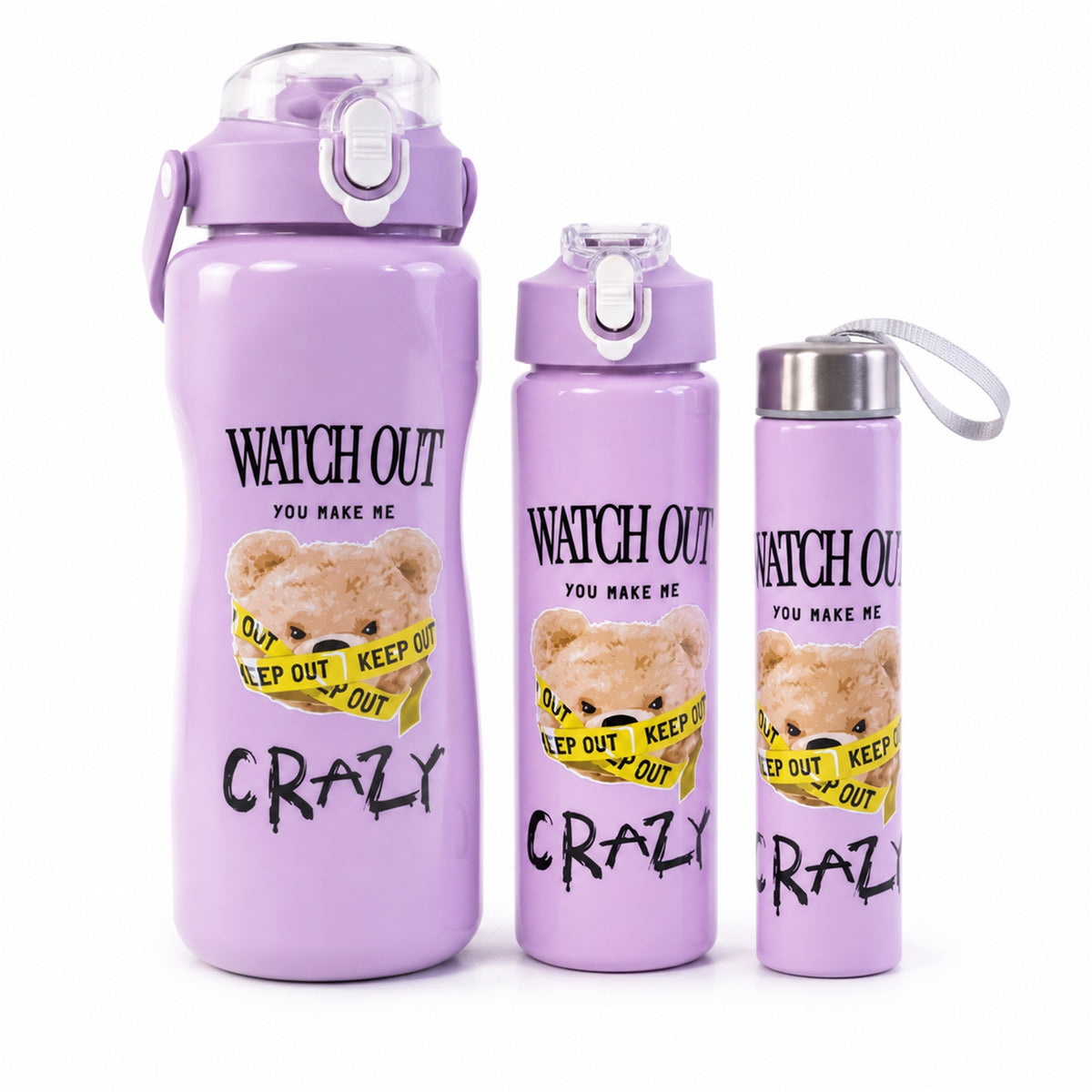 Travel Water Bottle Set of 3 - Leak-Proof & Lightweight