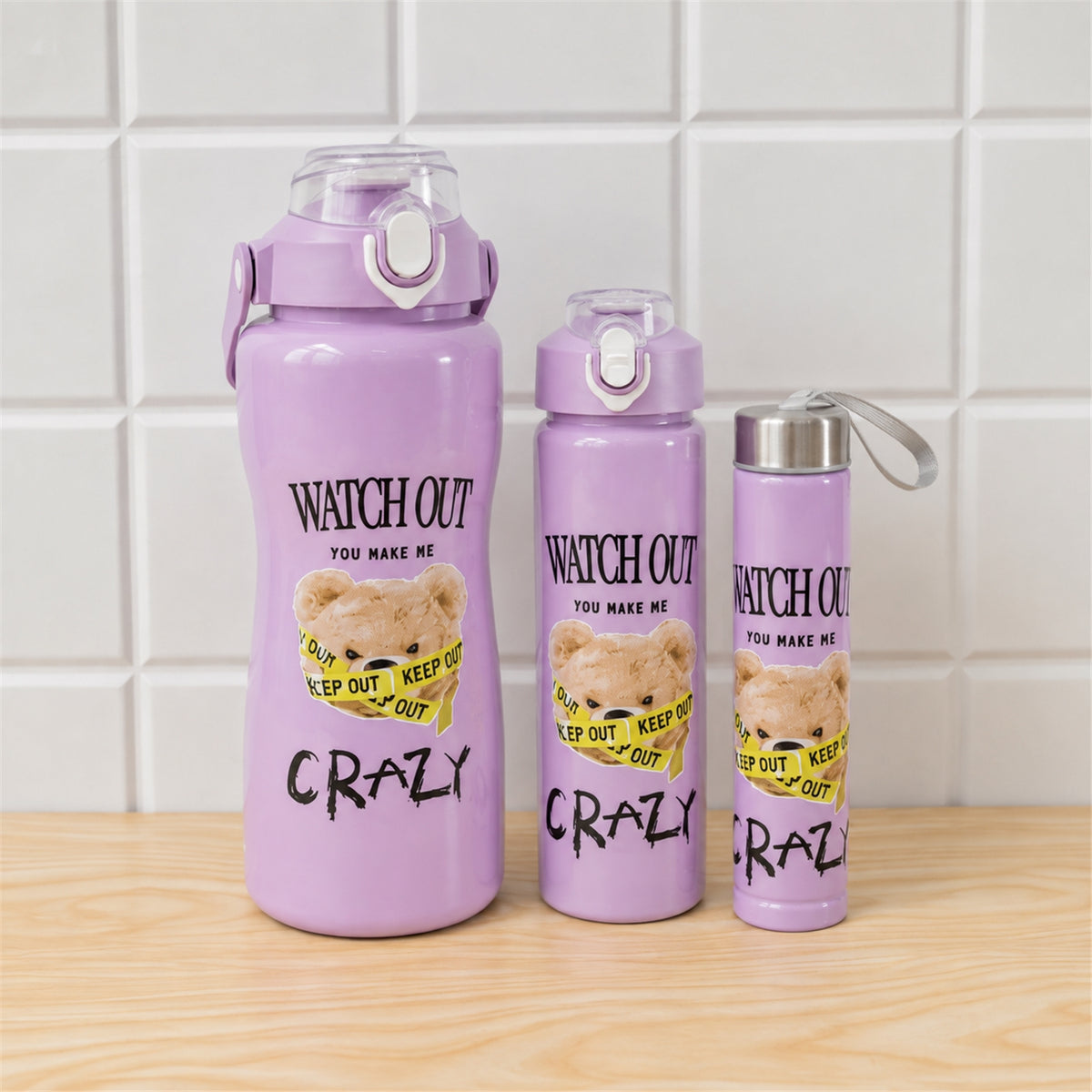 Travel Water Bottle Set of 3 - Leak-Proof & Lightweight