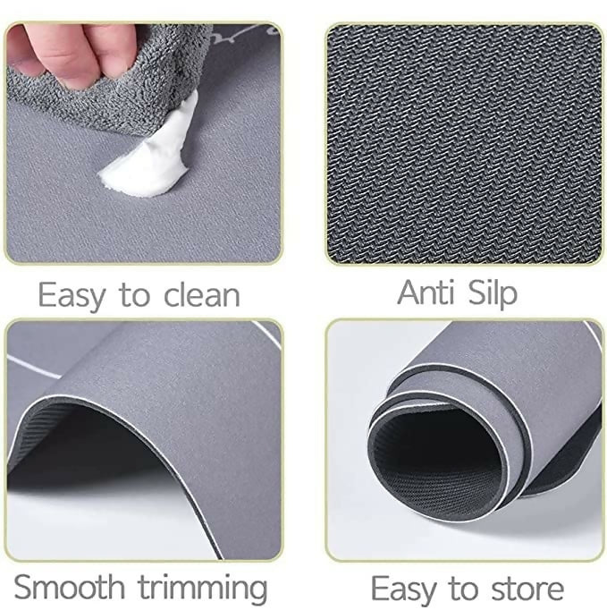 Premium Grey Oval Bathroom Floor Mat – Anti-Slip Soft Microfiber Bath Rug for Home, Hotel & Spa | Quick Dry, Water Absorbent, Washable Bathroom Mat with Non-Skid Rubber Backing | Modern Minimalist Design