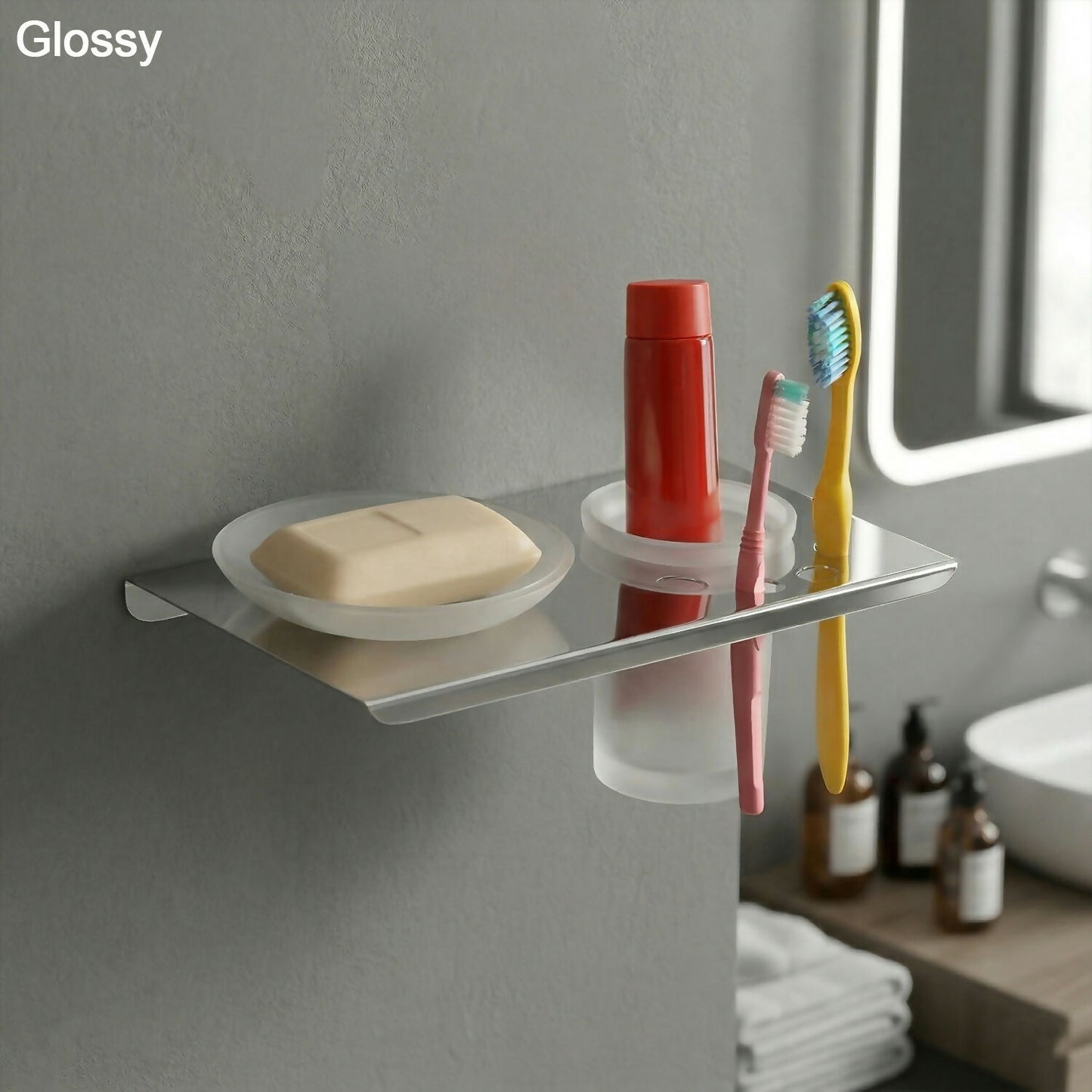 Premium Stainless Steel Wall Mounted Soap Dish with Toothbrush Holder Organizer