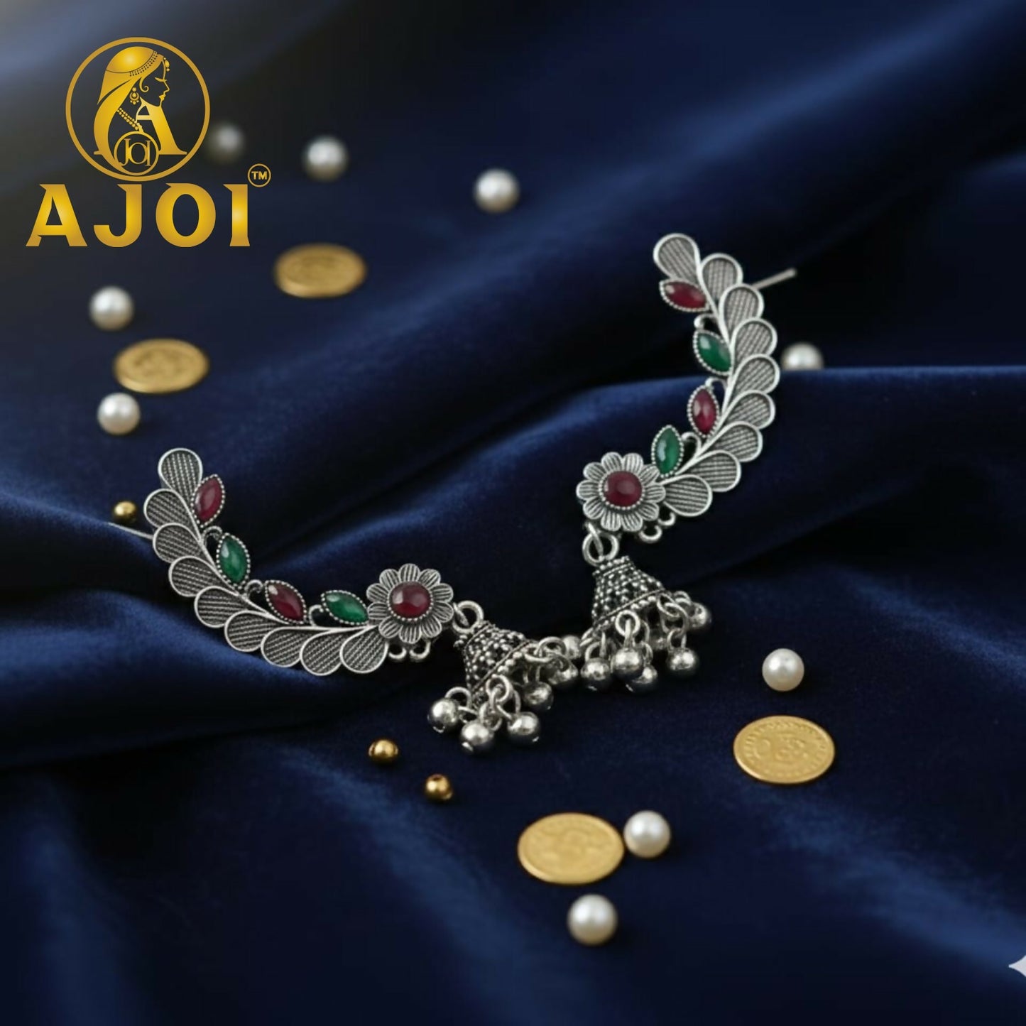 Royal Gemstone Leaf Earrings