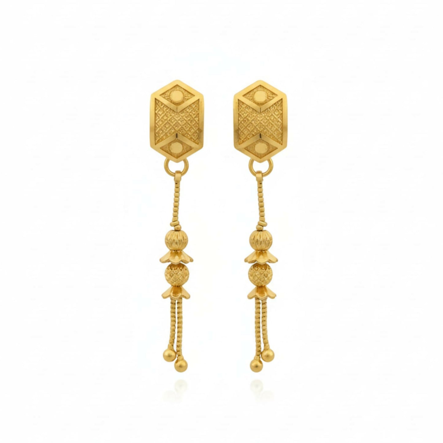 Long Chain Beads Golden Earrings for Women & Girls – Traditional Fancy Jewellery