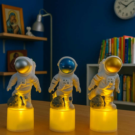 LED Astronaut Night Light Lamp for Kids Room | Cute Space Theme Bedside Decor (3 PCS)