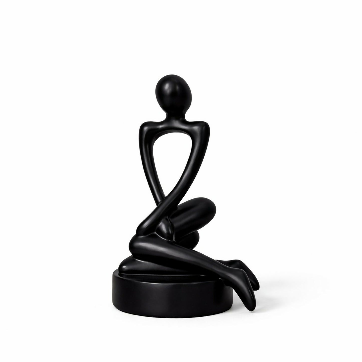 Abstract Sitting Man poly-resin Sculpture Modern Black Showpiece for Home Decor