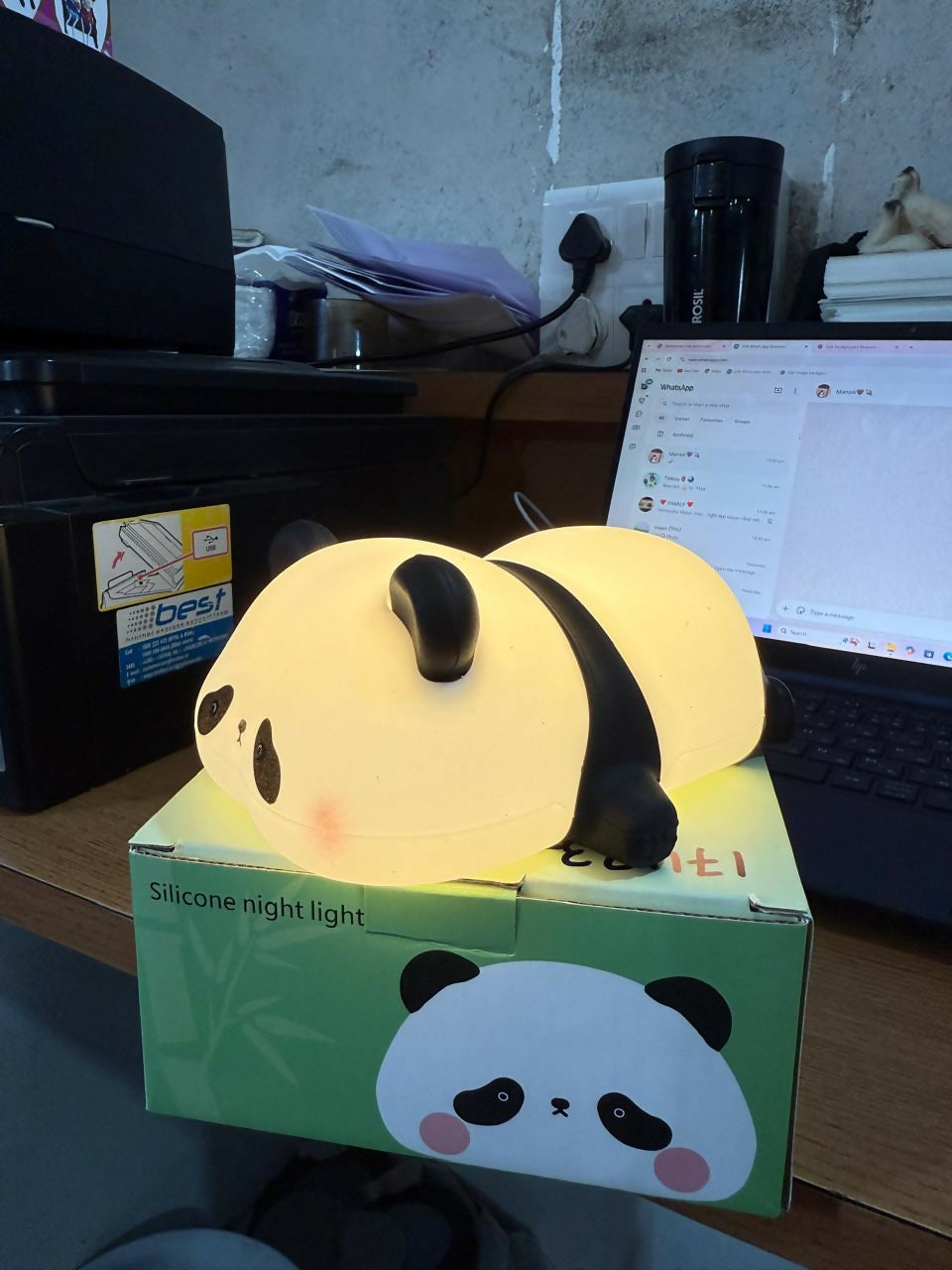 Cute Silicone Panda LED Night Lamp – Soft Color-Changing Kids Bedside Light