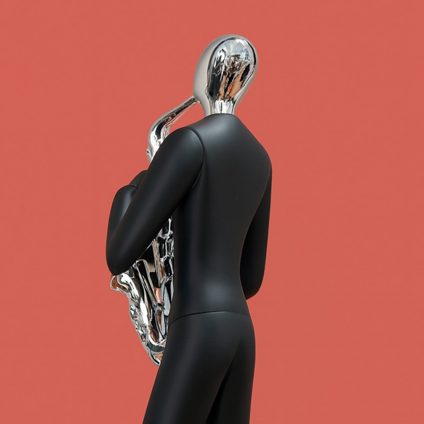 Modern Black Musician Figurine Playing Saxophone | Abstract Jazz Man Showpiece for Home Decor, Living Room, Office Table, Café & Studio Decoration | Resin Art Sculpture Gift for Music Lovers
