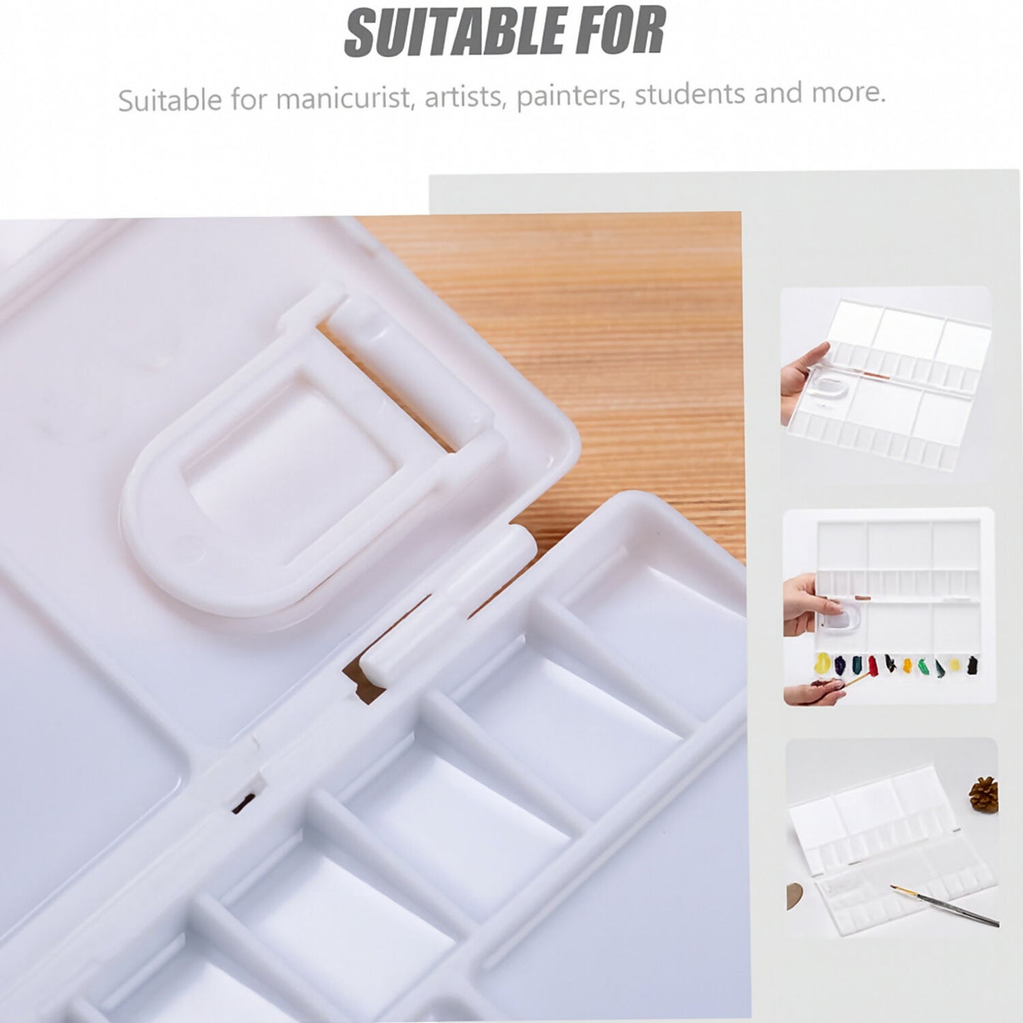 Khyati Colour Mixing Plate – Rectangle Box Small Folding Paint Palette with Lid