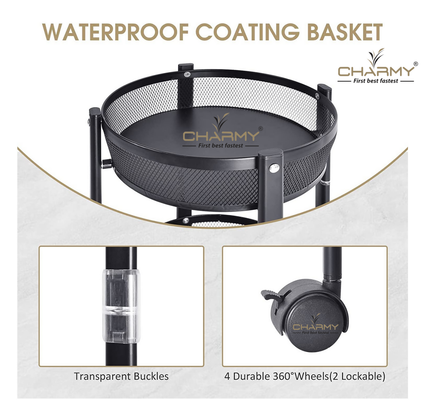 Collapsible 3-Tier Kitchen Trolley with Wheels | Foldable Metal Mesh Storage Rack | Heavy-Duty Vegetable & Fruit Basket Stand | Multipurpose Utility Cart for Home & Office