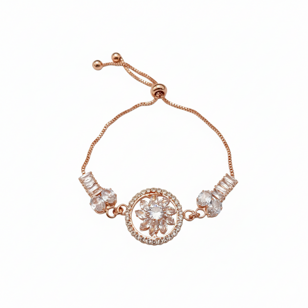 Sparkling AD Floral Design Bracelet For party wear