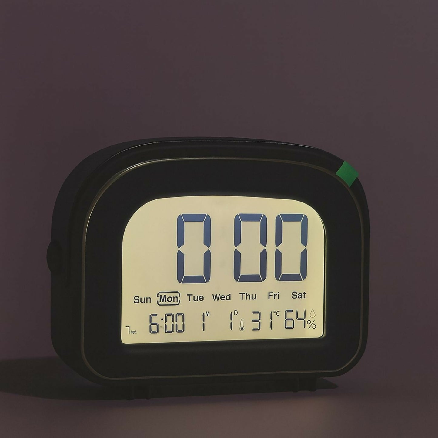 Black Digital Alarm Clock with Backlight, Large LED Screen, Snooze Function, Temperature & Humidity Display, Battery Operated Desk and Bedside Clock for Bedroom, Office, Kids & Travel