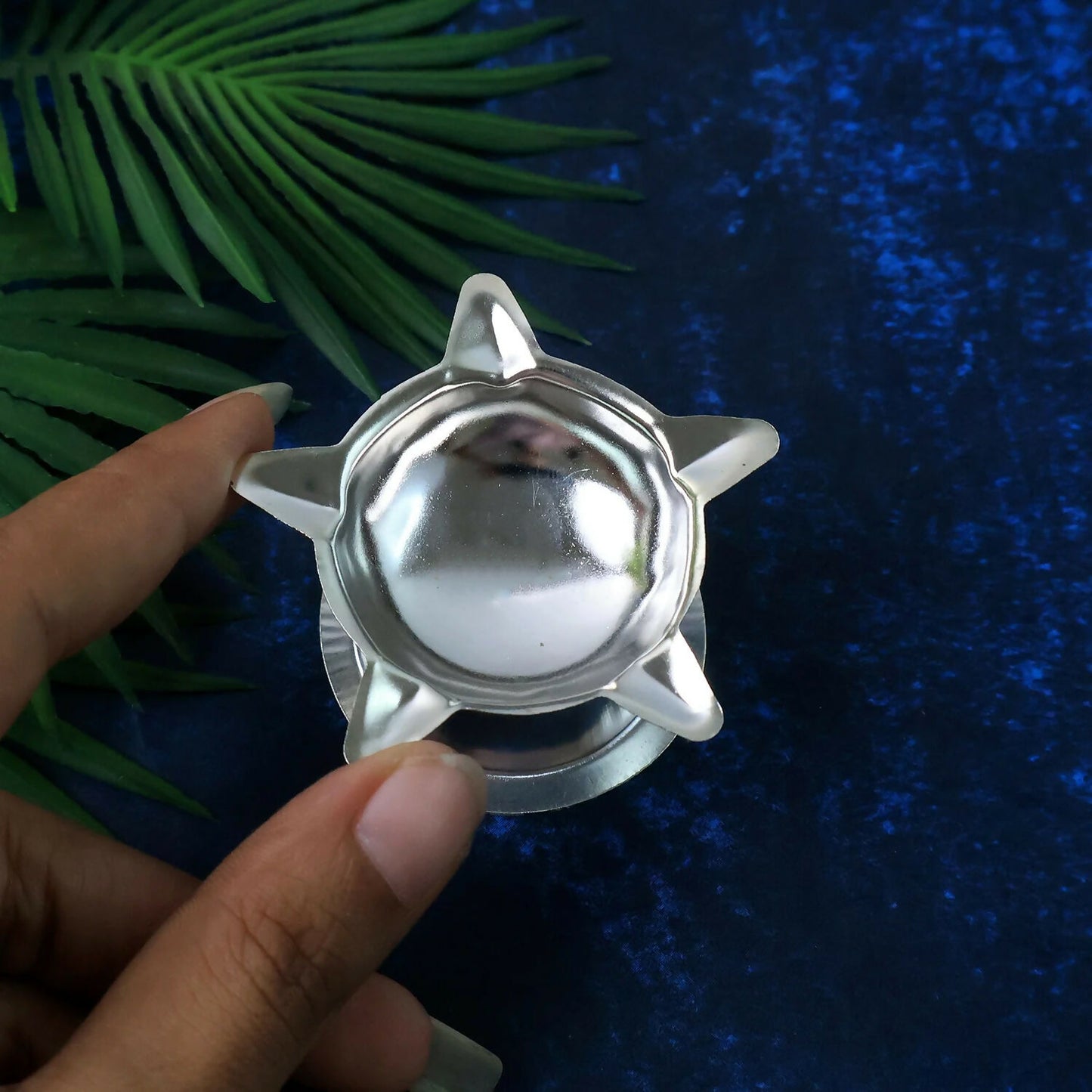 Silver Star Shaped Oil Diya Lamp for Pooja & Festival Decoration