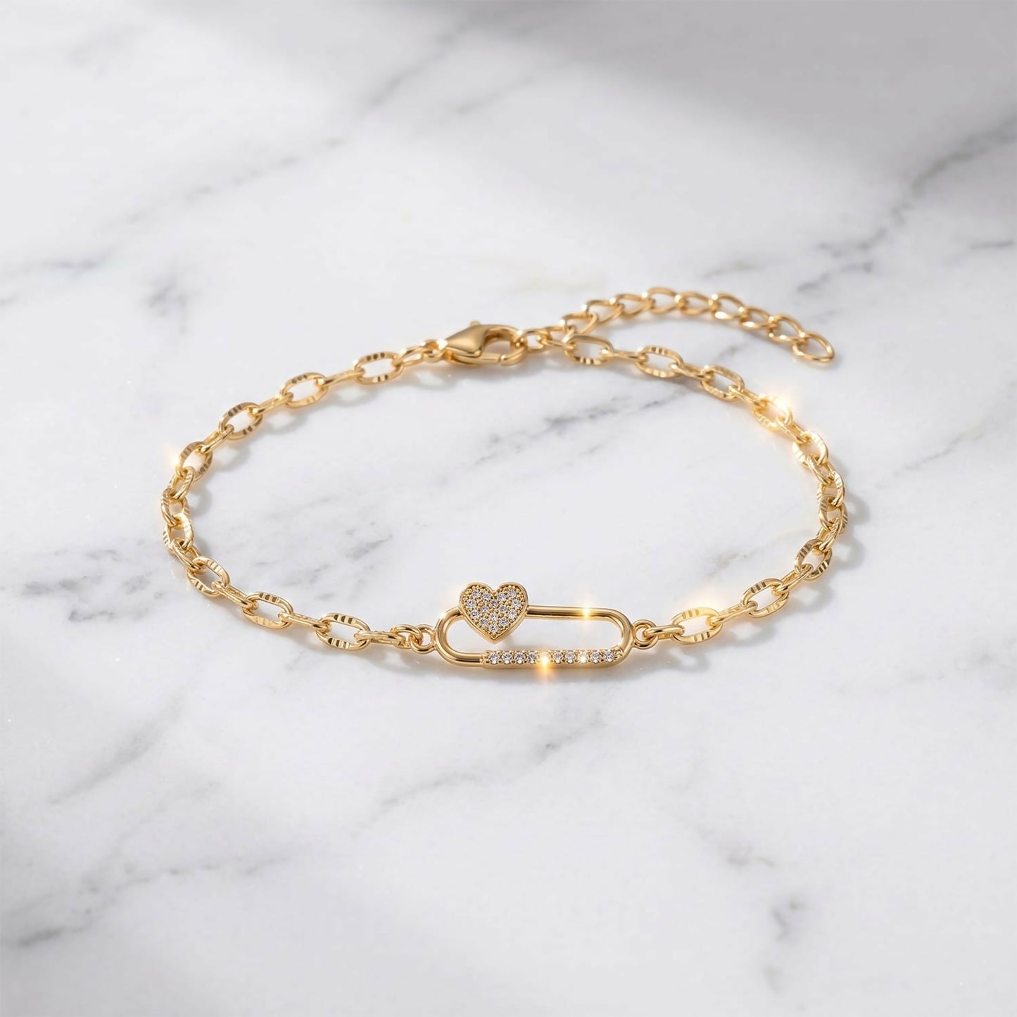 Gold Infinity Charm Bracelet Showing Chain Design – Image 3