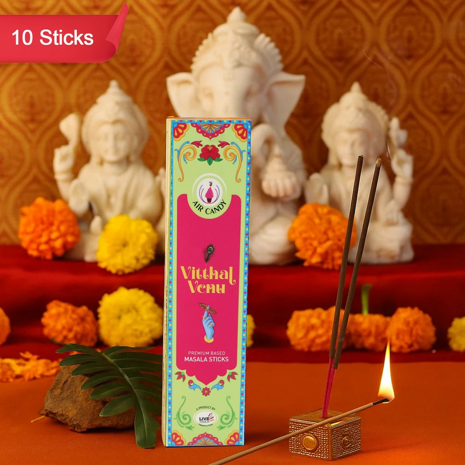 Air Candy Vitthal Venu Premium Masala Incense Sticks – Divine Fragrance for Prayer, Meditation & Peaceful Ambience (Pack of 10 Sticks)