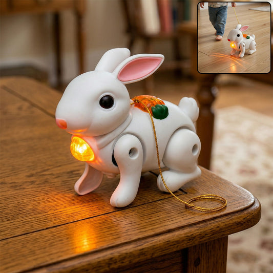 Crawling Rabbit Musical Toy with Light & Sound Pull Along Walking Toy Battery Operated
