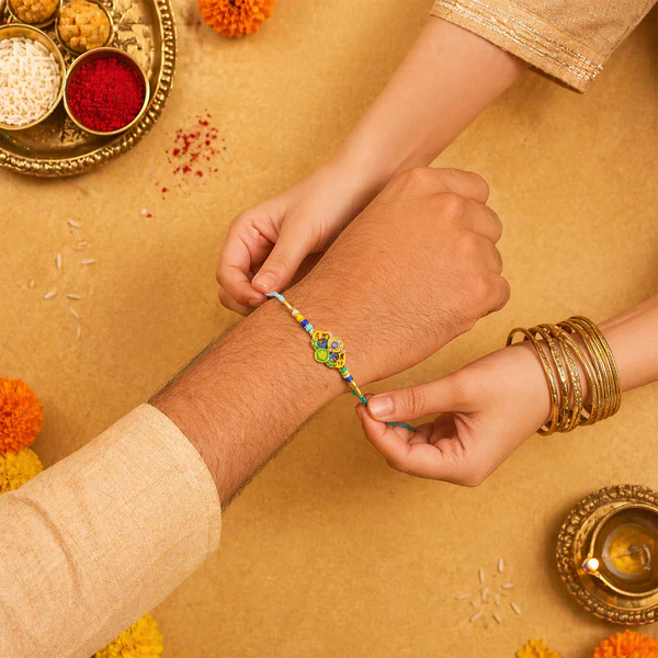 Rakhi – Traditional Colorful Beads and Yellow Thread for Brother