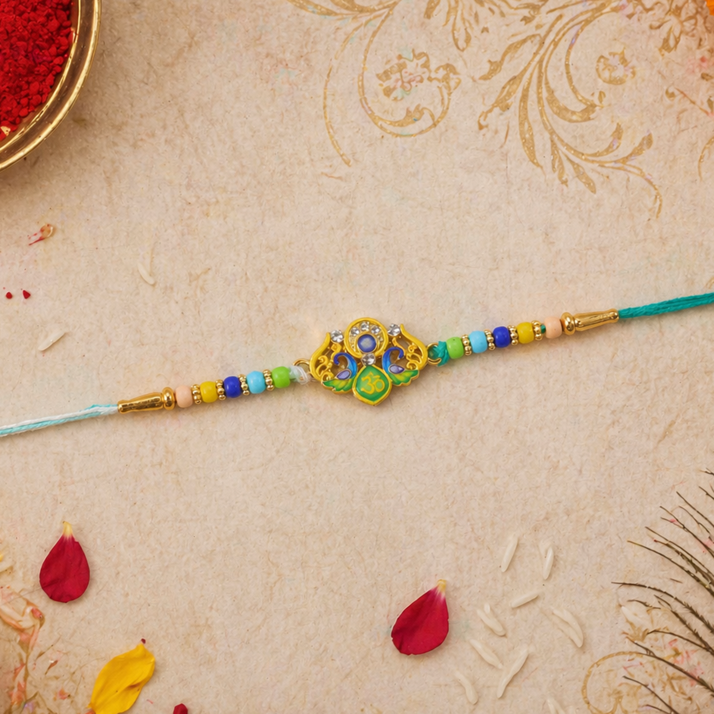 Soft thread and stylish peacock rakhi design