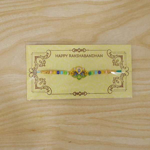 Rakhi – Traditional Colorful Beads and Yellow Thread for Brother