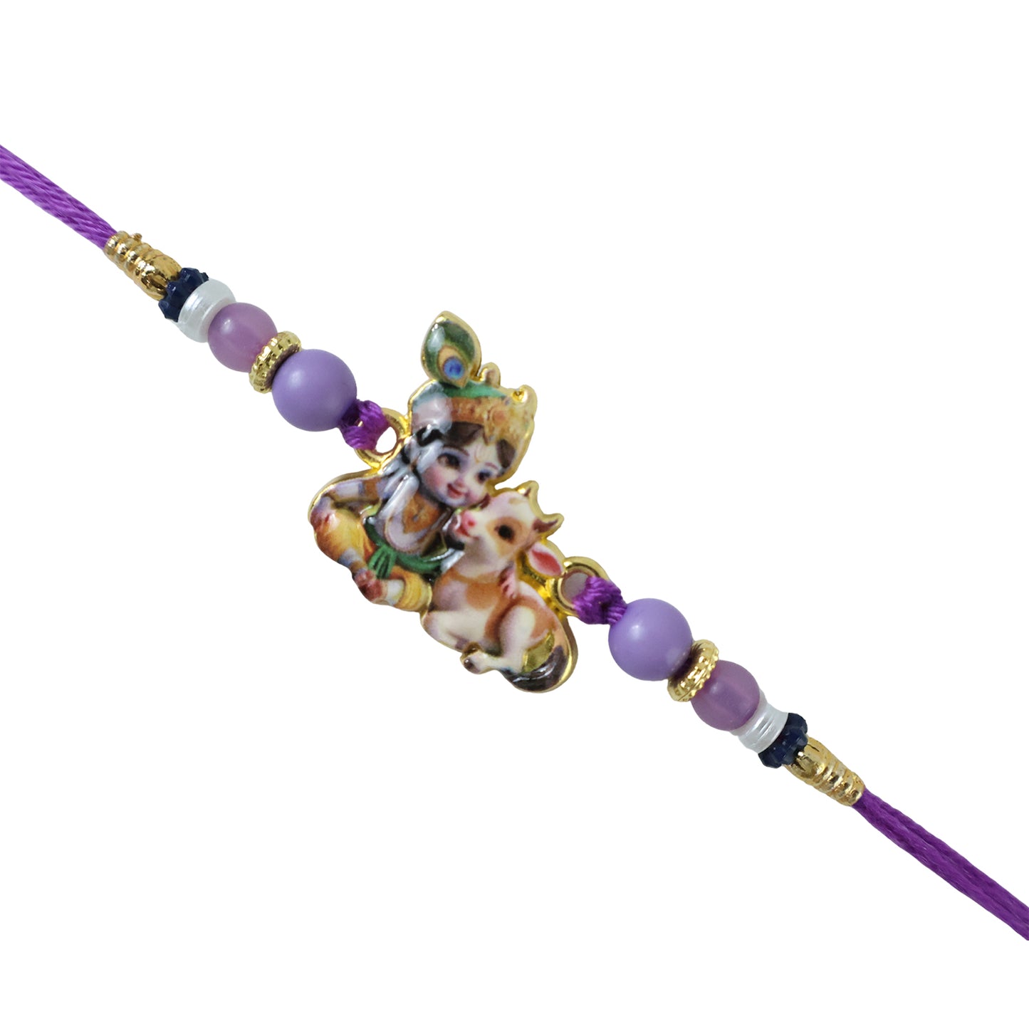 Traditional rakhi with intricate centerpiece and soft thread