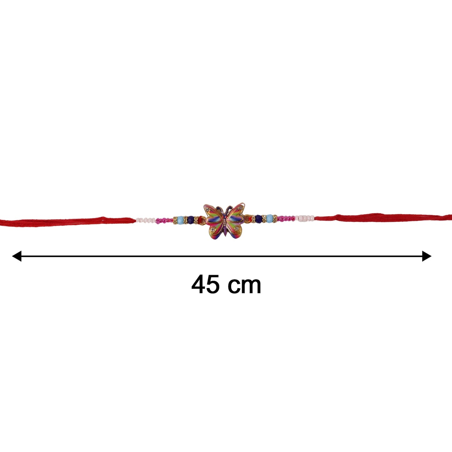 Size reference image of Rainbow Butterfly Designer Rakhi