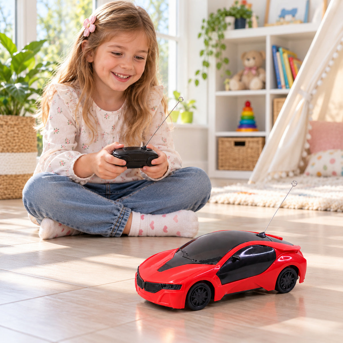 Detailed view of remote Control Racing Car.