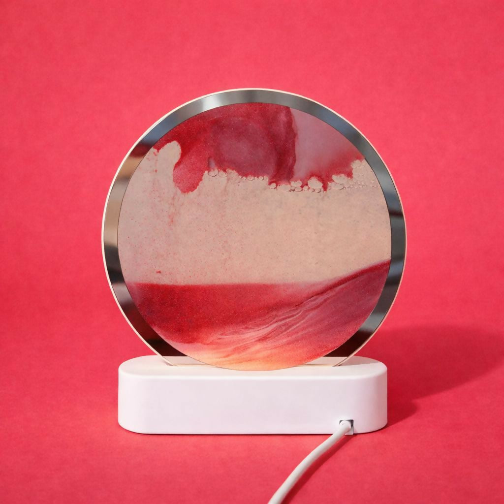 LED Round Static Red Sand Art Lamp | Ambient Decorative Night Light Home Décor
