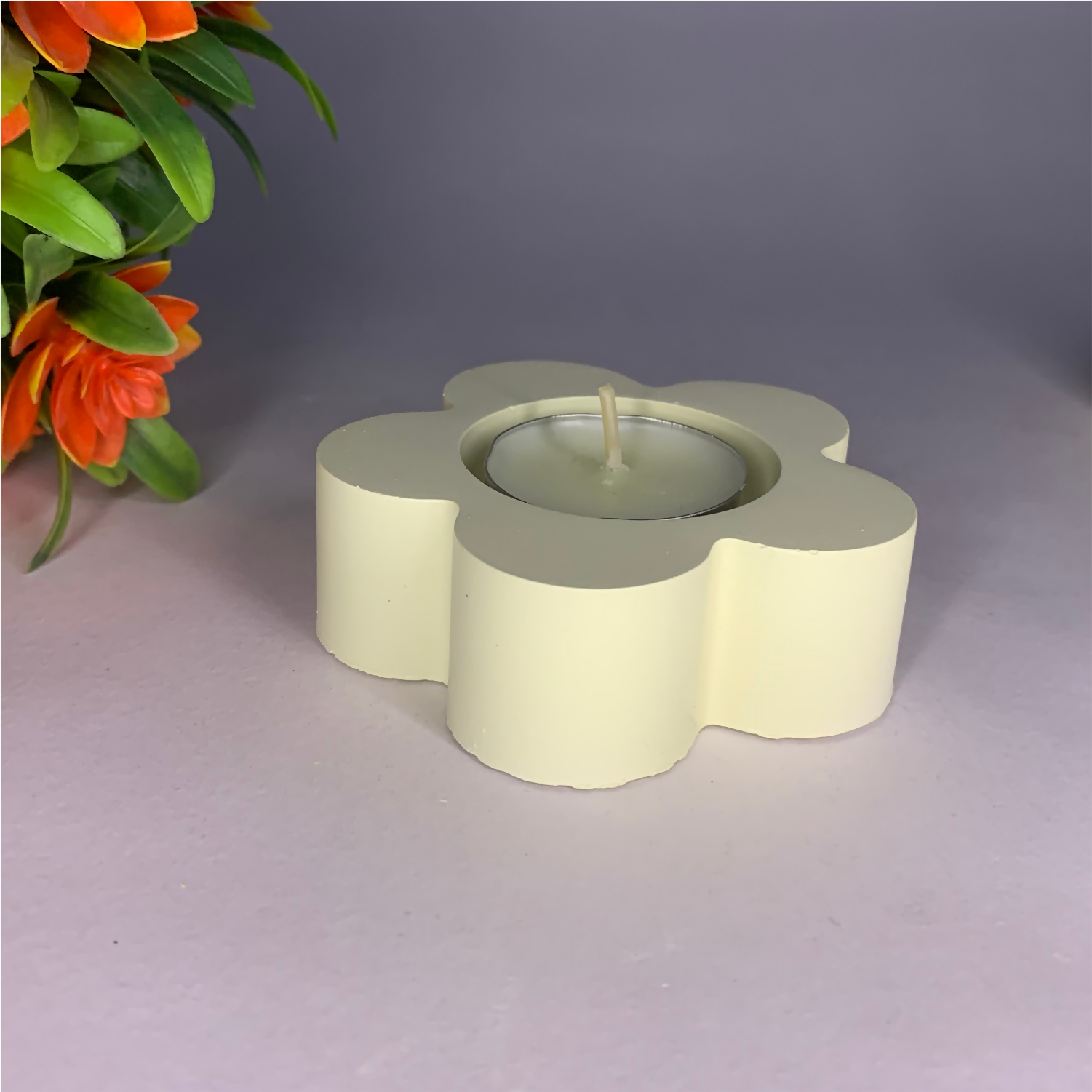 Flower Diya ivory tealight candle Elegant Home Decor Handmade
