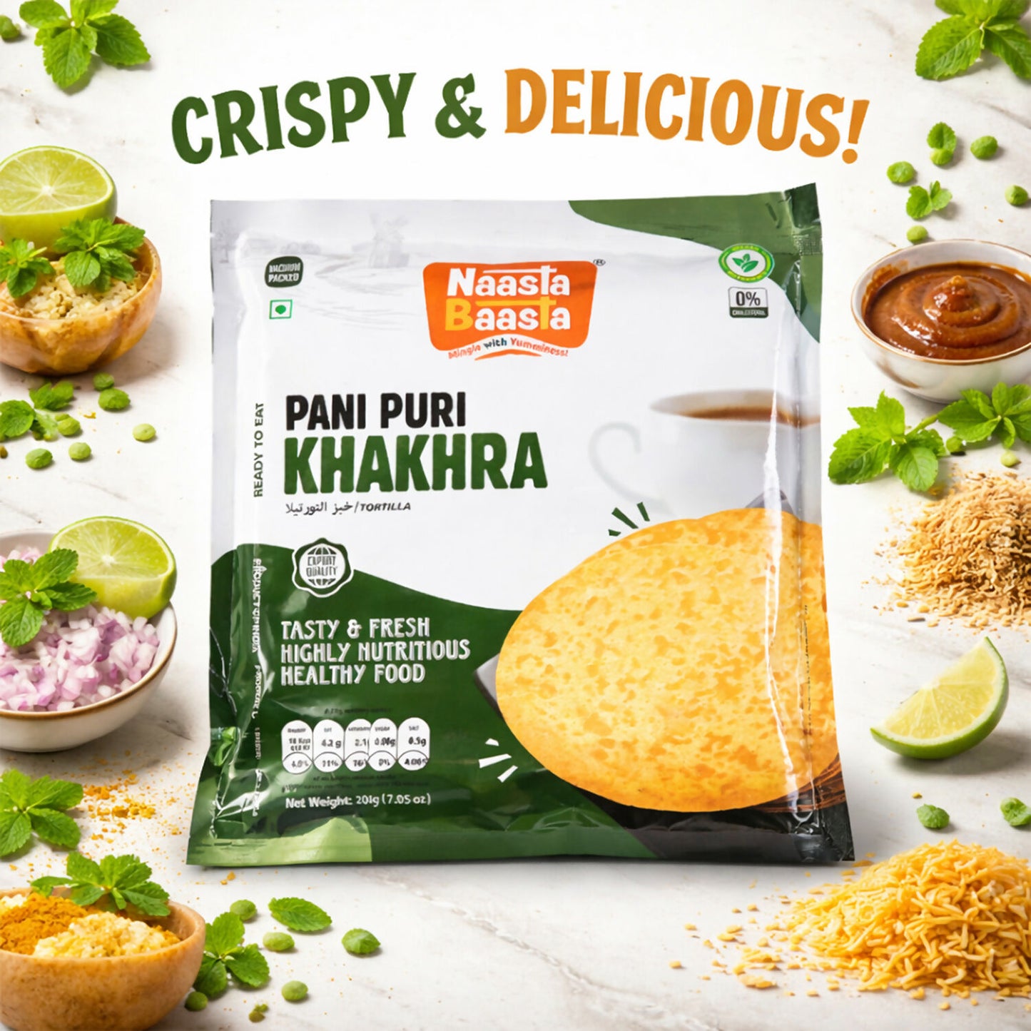 Naasta Baasta Pani Puri Khakhra -Tasty & Fresh Highly Nutritious Healthy Food (200gm)