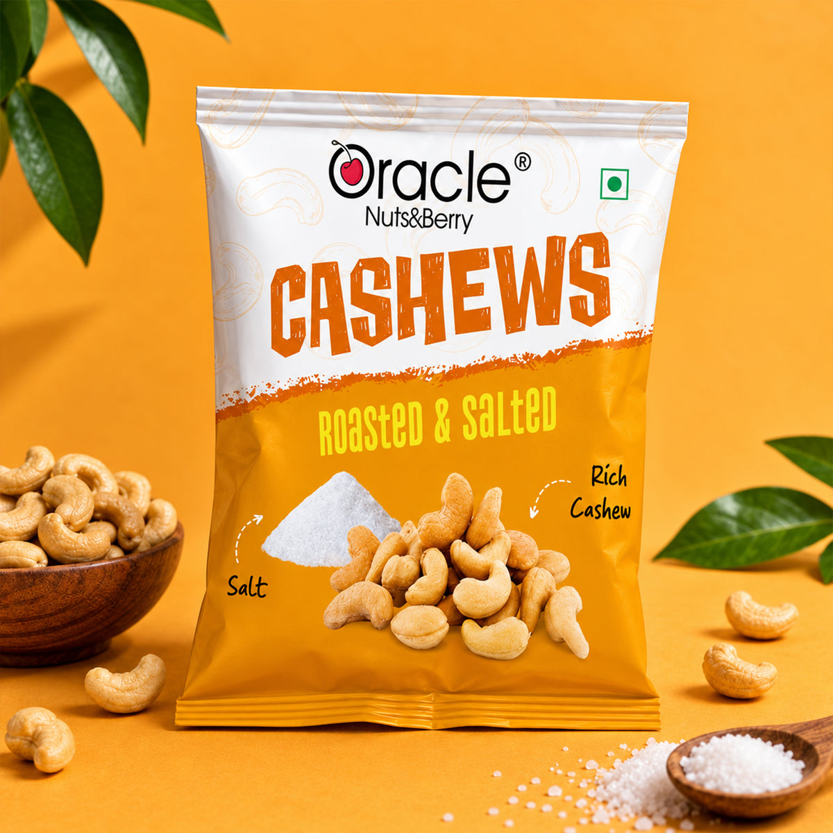 Roasted Salted Cashews Premium Crunchy Wholesome Tasty Kaju Snack Mini Pack (18g)