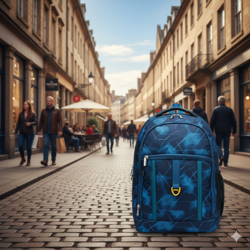 Durable laptop backpack showing adjustable padded shoulder straps and ergonomic design