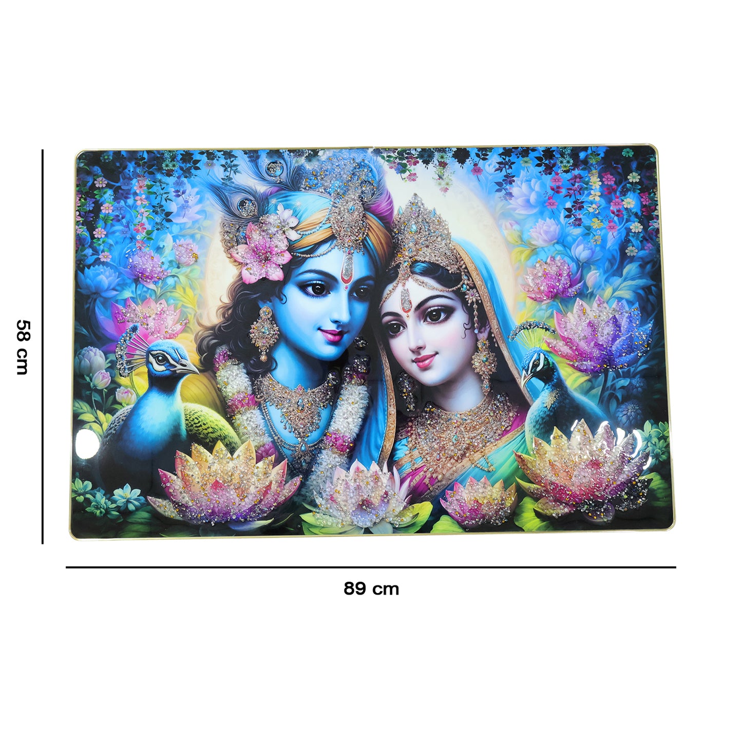 Dimensions and size chart of Radha Krishna Wall Frame Painting