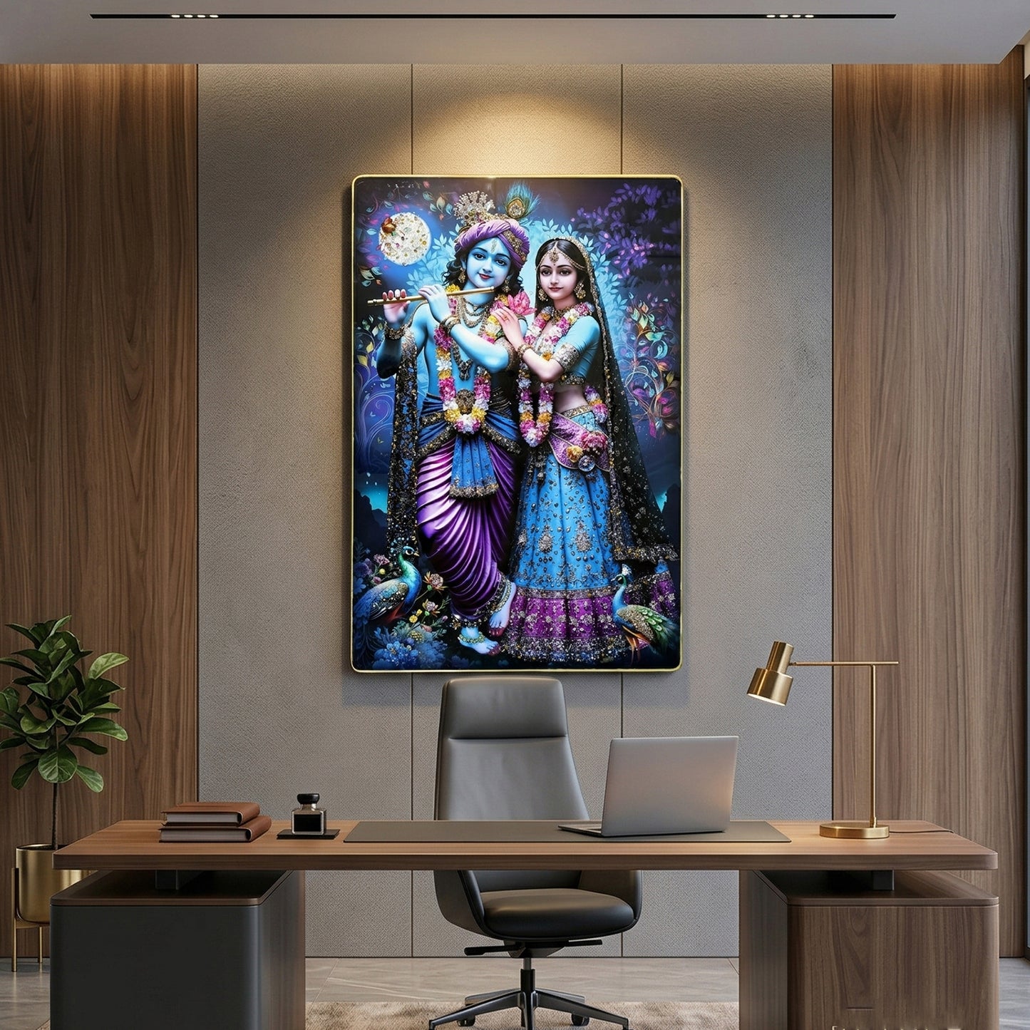 Radha Krishna Wall Hanging Frame vibrant artwork