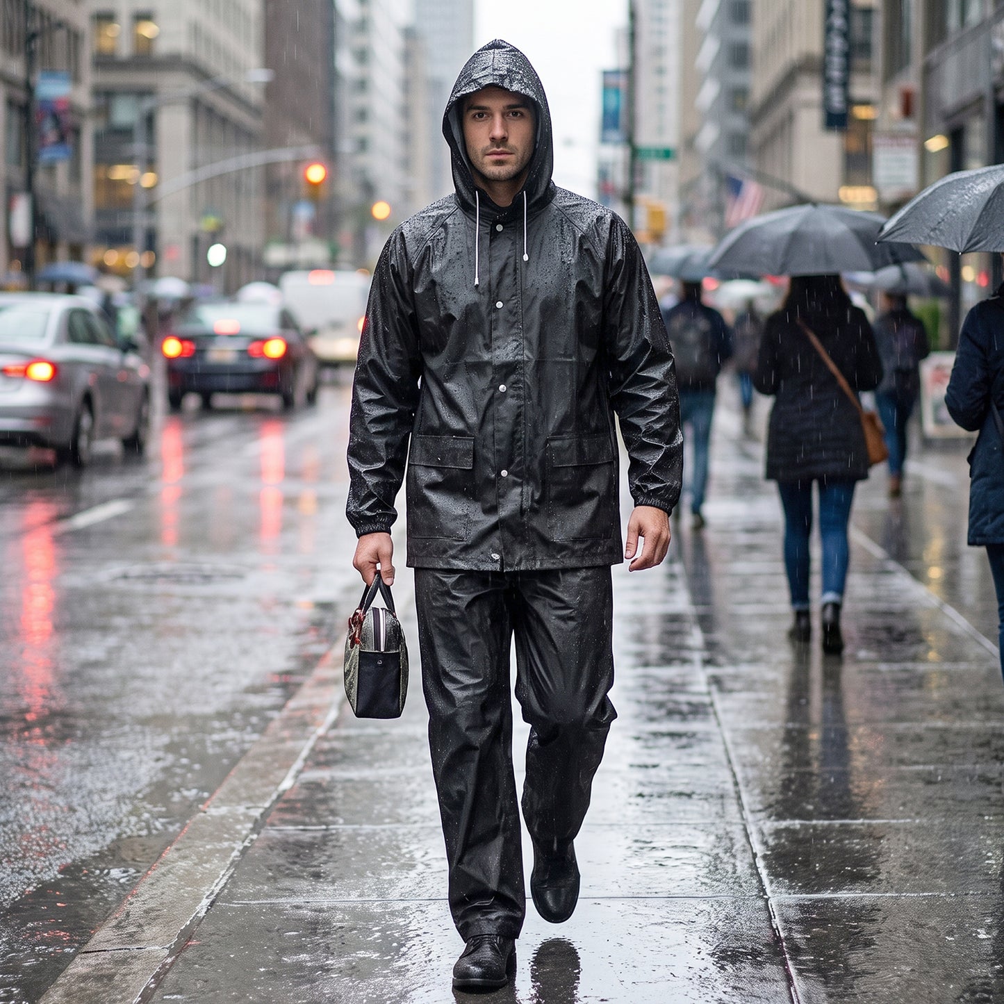 Reusable Waterproof EVA Rain Coat Set with Hood Jacket and Pant (1 Set)