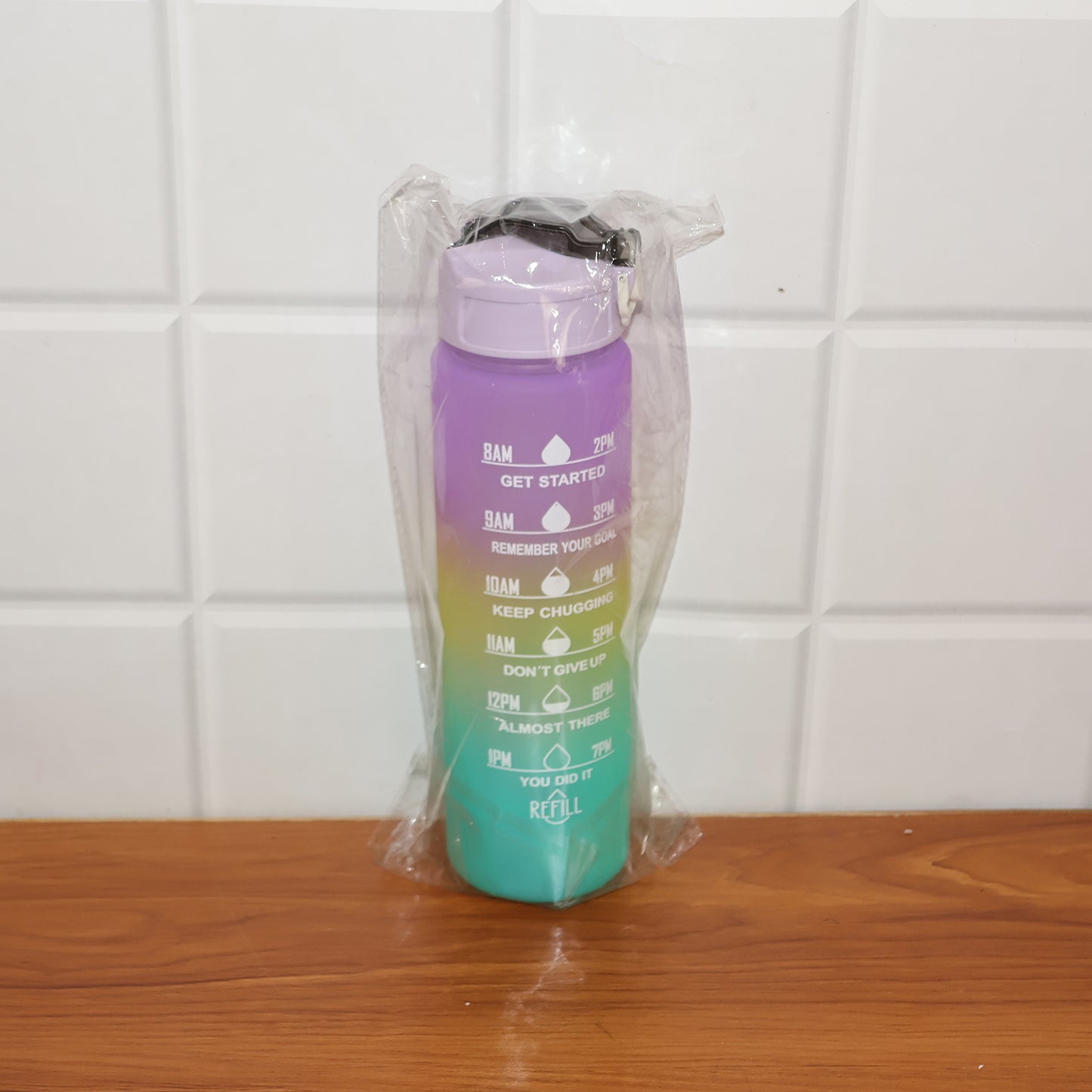 Motivational Water Bottle with Straw & Time Marker - Leakproof Tritan Portable Gym Bottle for Sports, Hiking & Camping