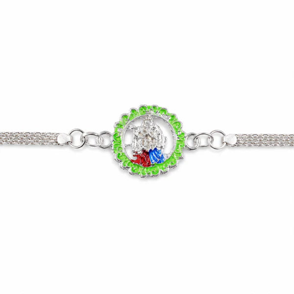 Radha Krishna Rakhi Silver Chain Design for Brothers