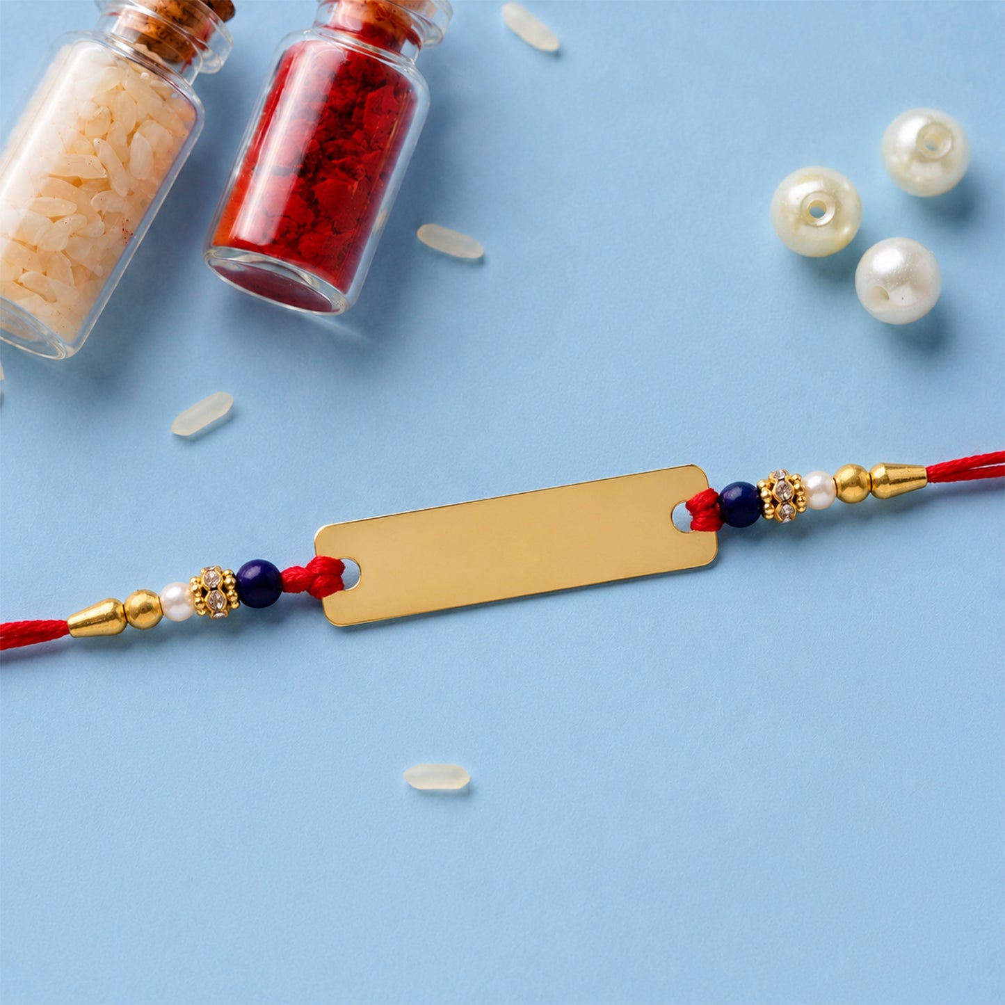 Customized Name Rakhi Personalised Golden Finish Plate for Brother (1 Pc)