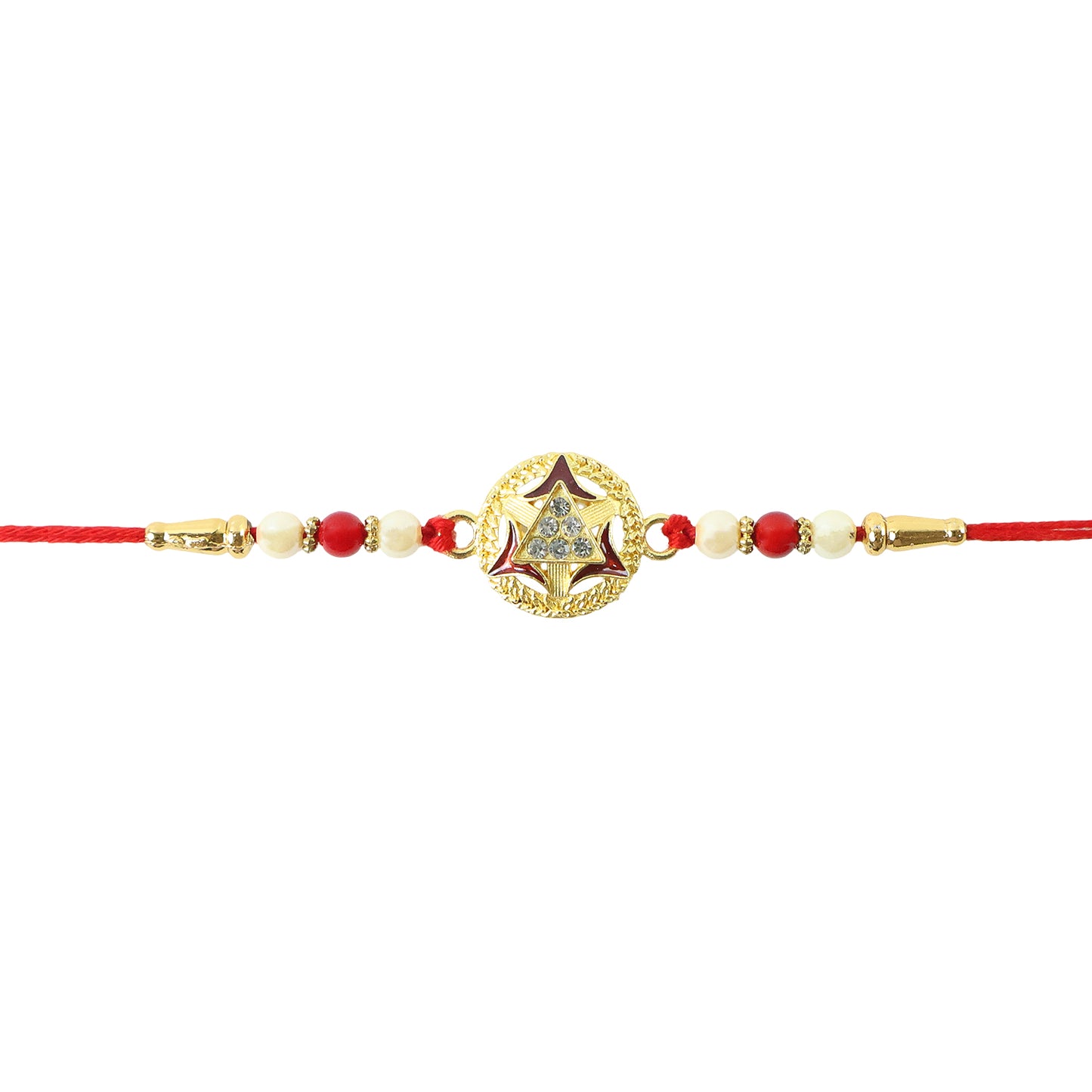Golden Rakhi – Traditional Round Design for Raksha Bandhan