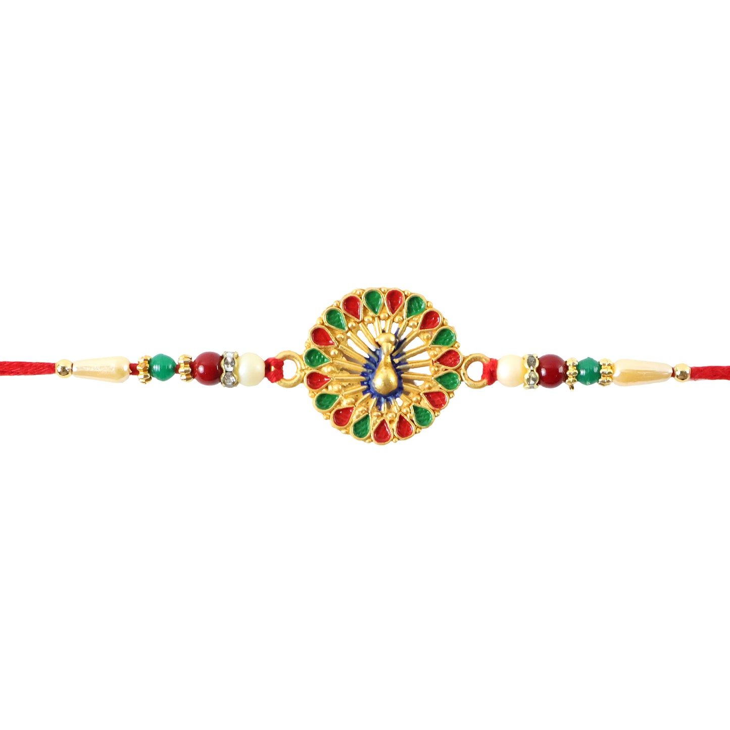 Side view of the Vinayak Vrat Rakhi, highlighting its comfortable, skin-friendly thread.