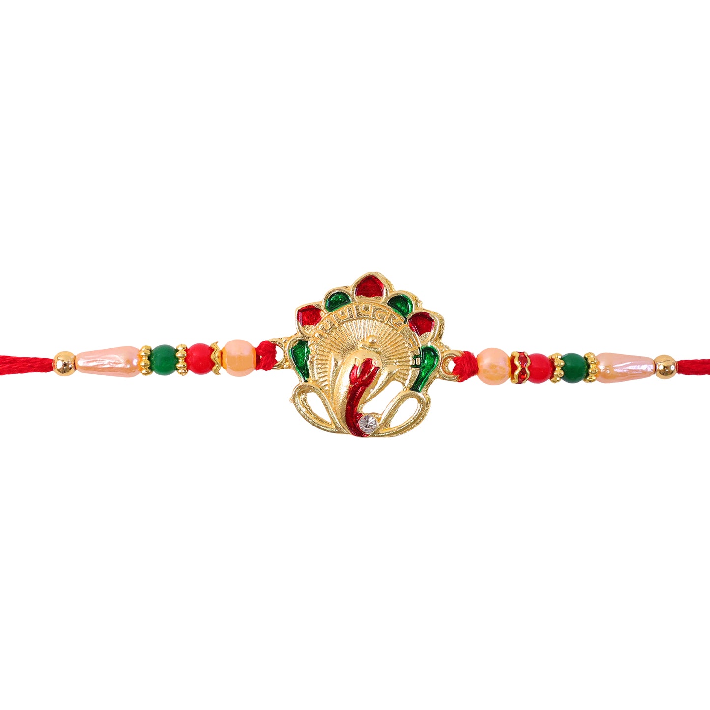 Multiple Om Ganesha Rakhis displayed together, highlighting their unique craftsmanship.