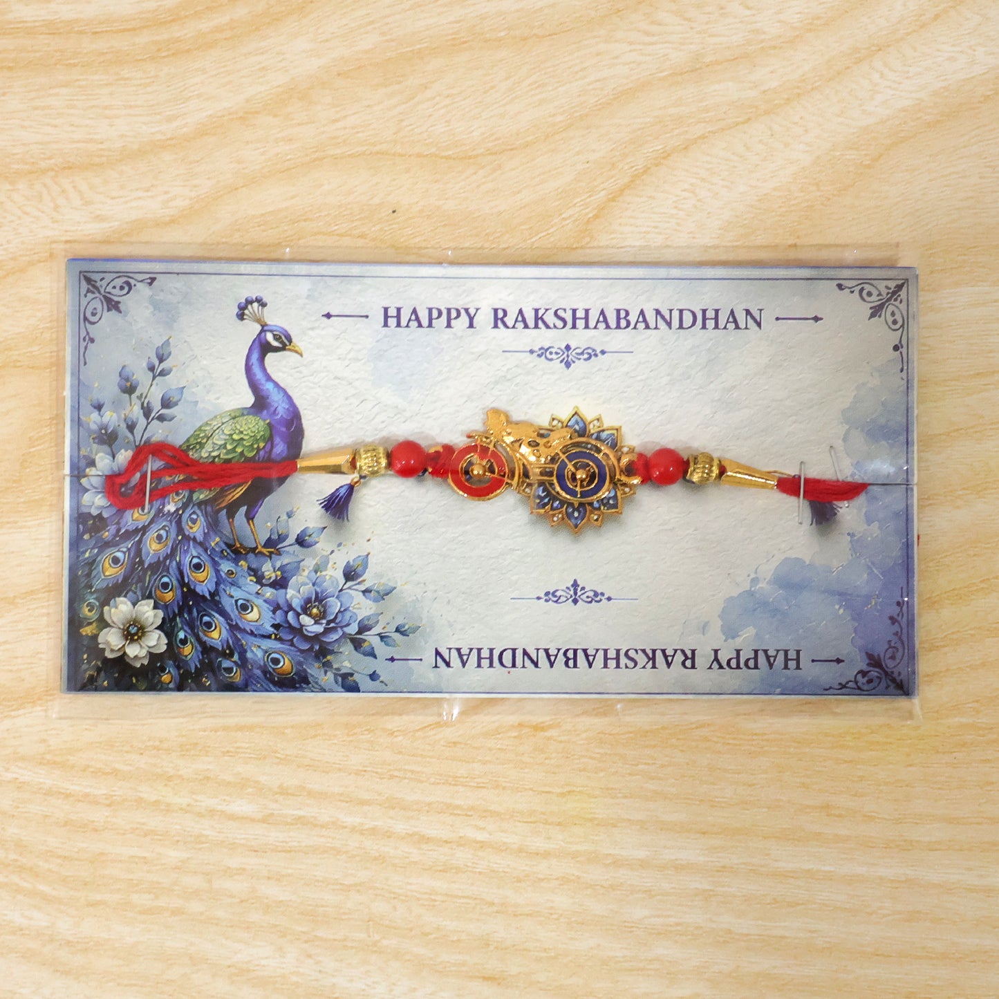 Motorbike Rakhi – Golden Bike Charm with Pearl Beads Bracelet