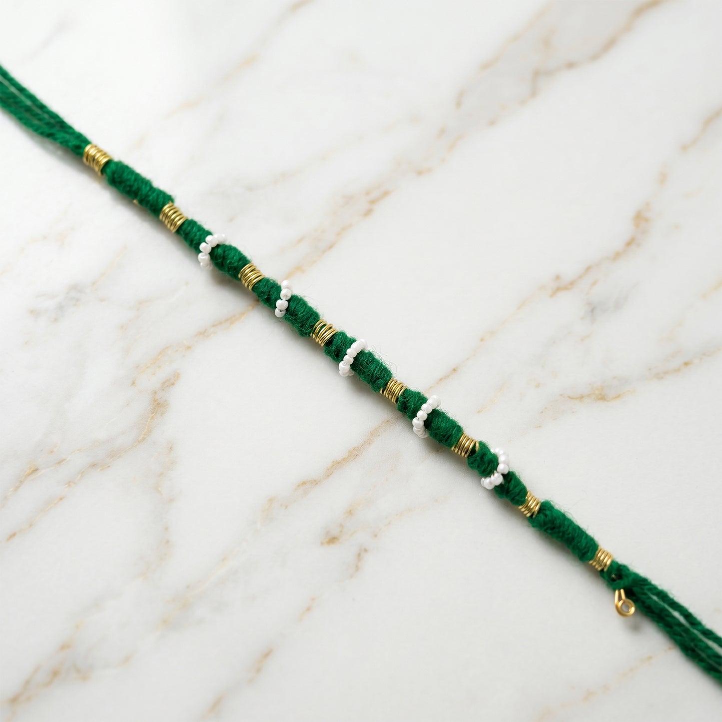 Traditional Green Pearl Beaded Rakhi (1 Pc, Mix Color)