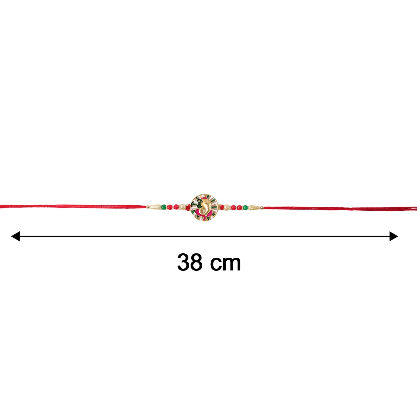 Size reference image for Premium Circular Ganesha Rakhi