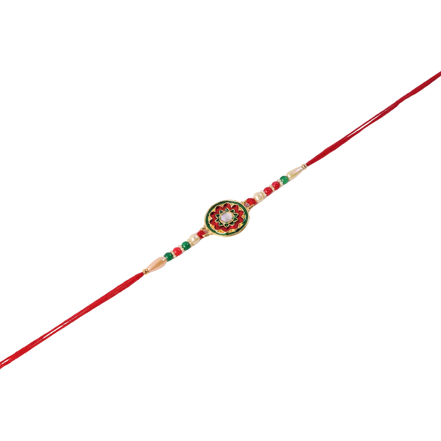 Elegant Rakhi with flower motif and beads