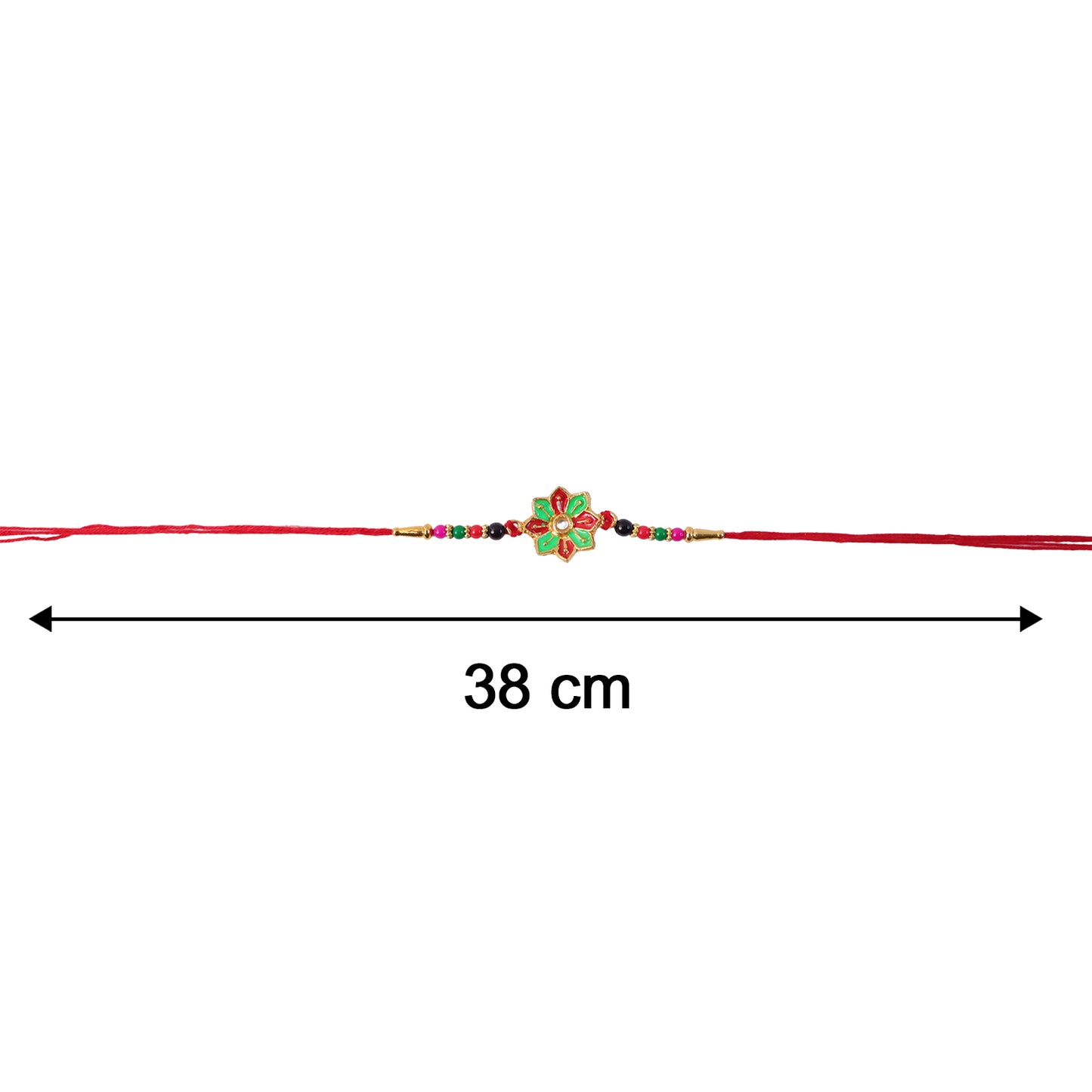 Size display of floral design rakhi