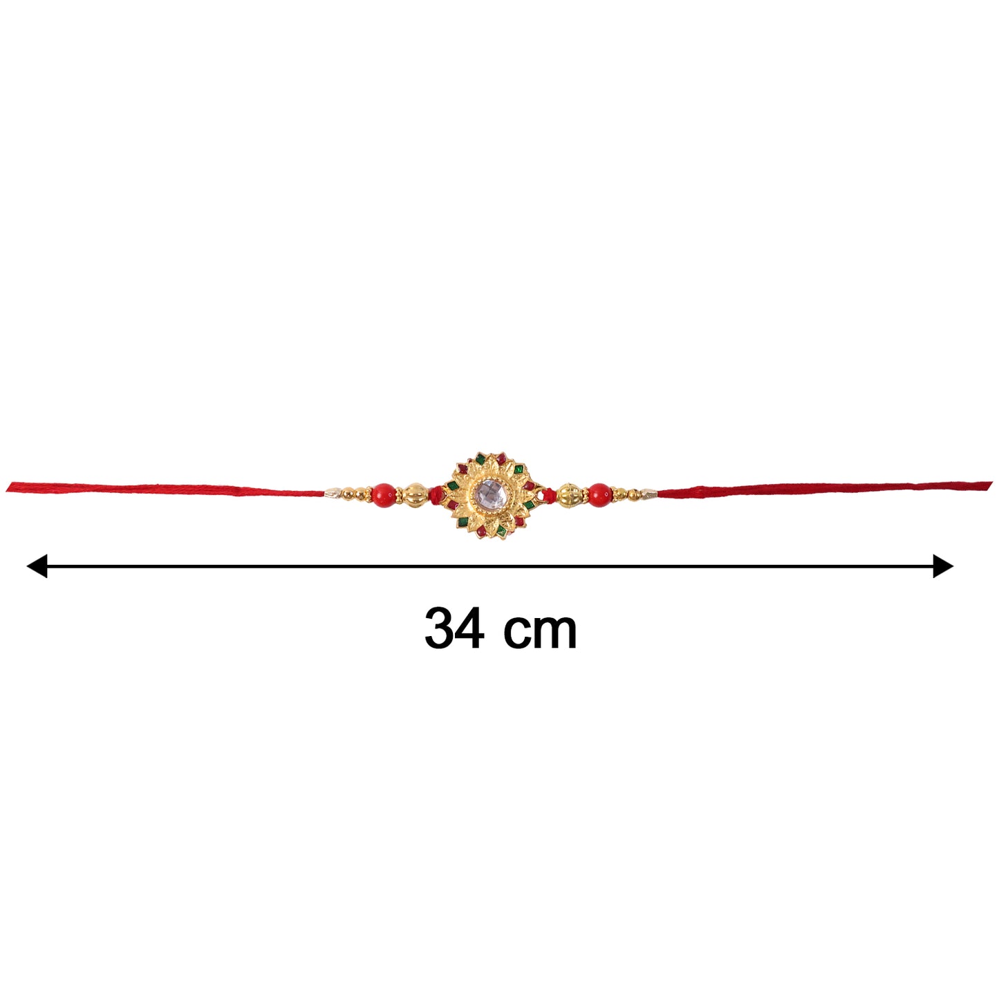 Veera Ki Rakhi with measurement scale showing size