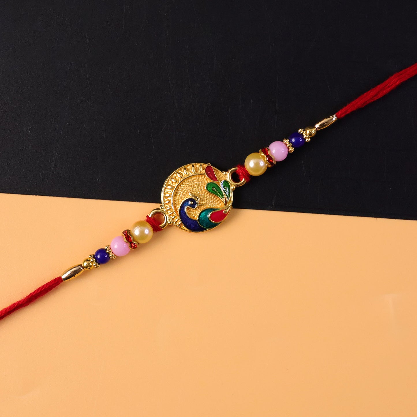 Festive peacock rakhi decorative elements