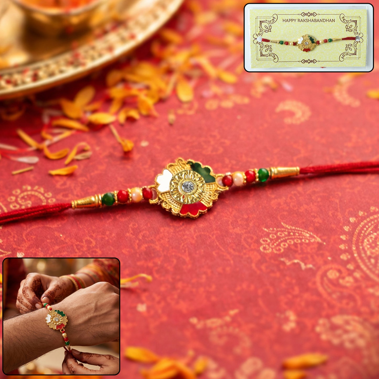 Festive designer Rakhi with decorative elements