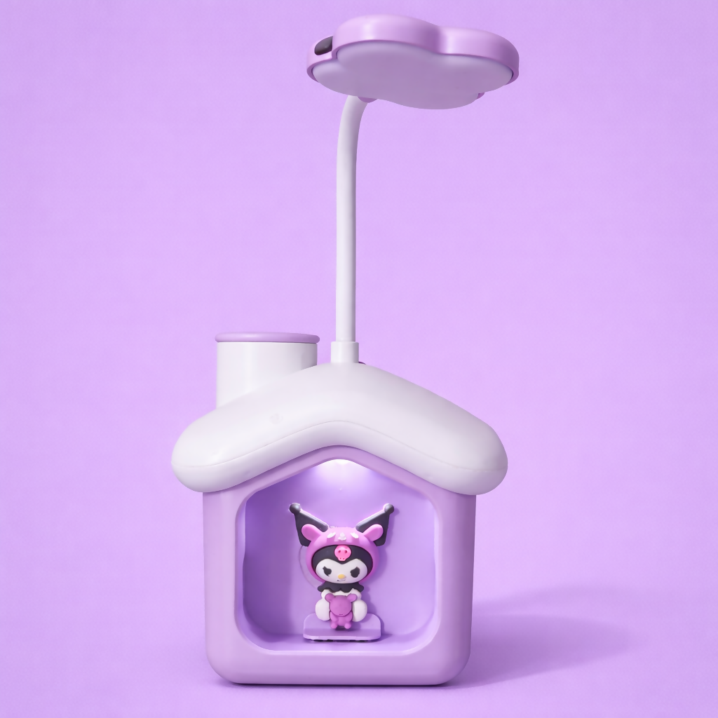 Cute LED Desk Lamp with Storage Box, Kids Study Night Light for Bedroom