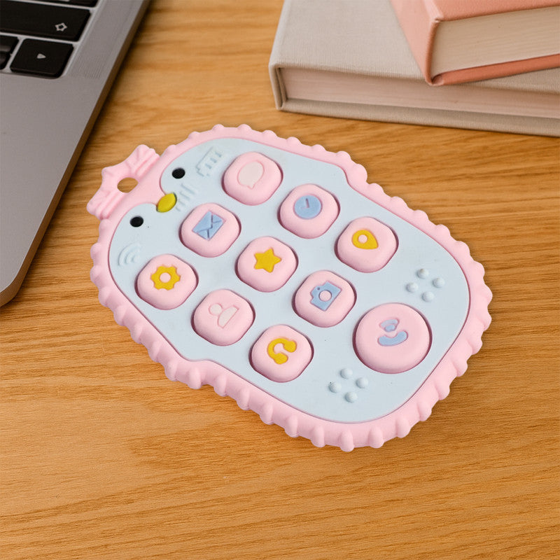 Baby Remote Shape Teether Toy Soft Silicone Learning Toy with Buttons for Sensory Play