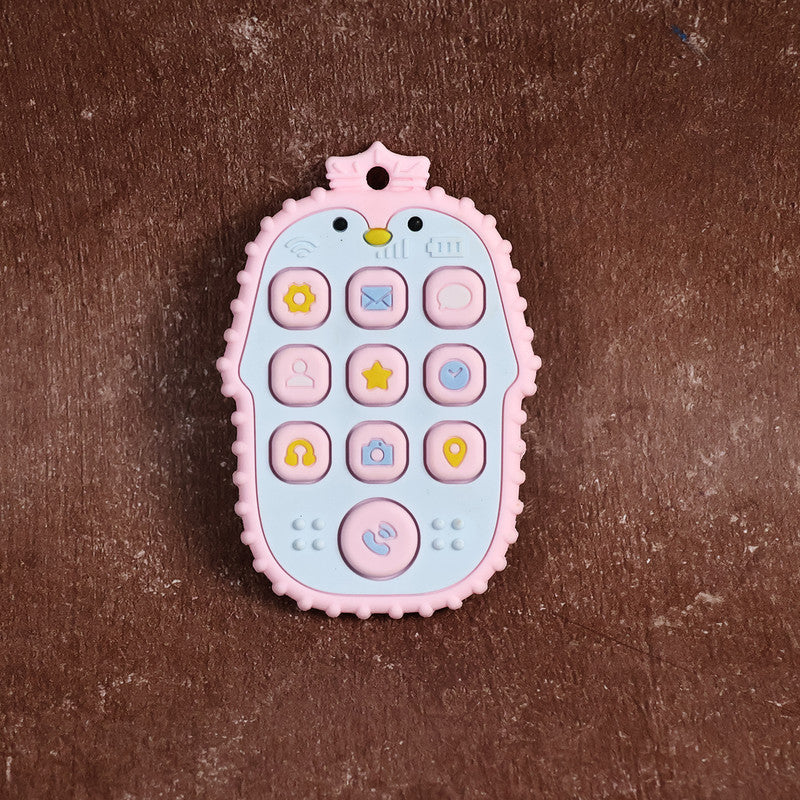 Baby Remote Shape Teether Toy Soft Silicone Learning Toy with Buttons for Sensory Play