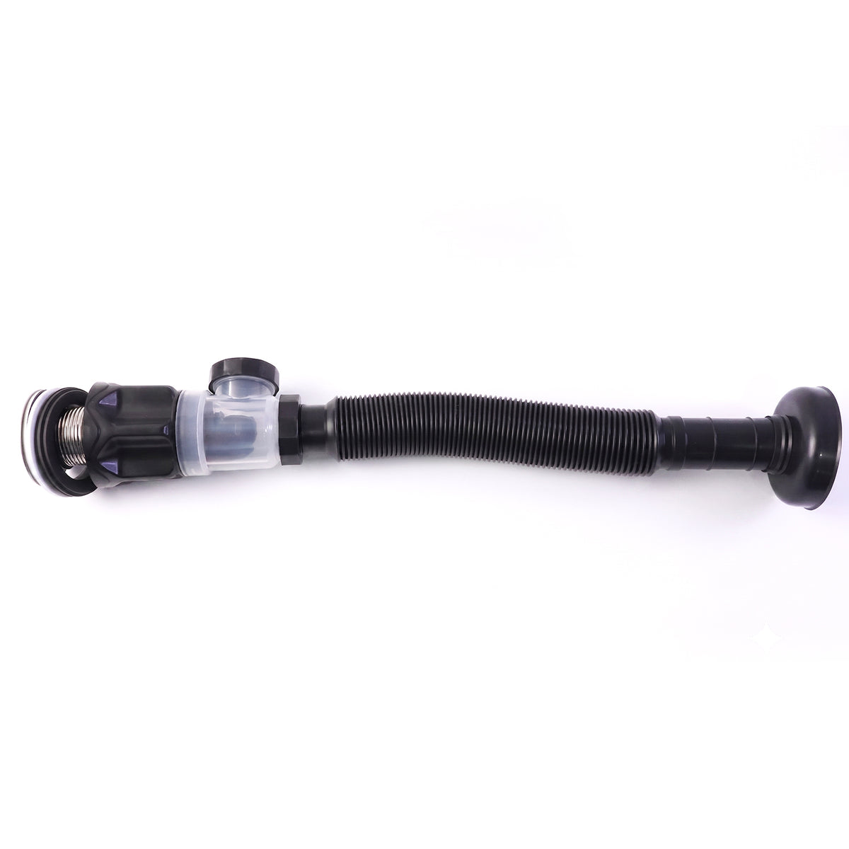 Flexible bathroom drain pipe in black color, fits most sinks
